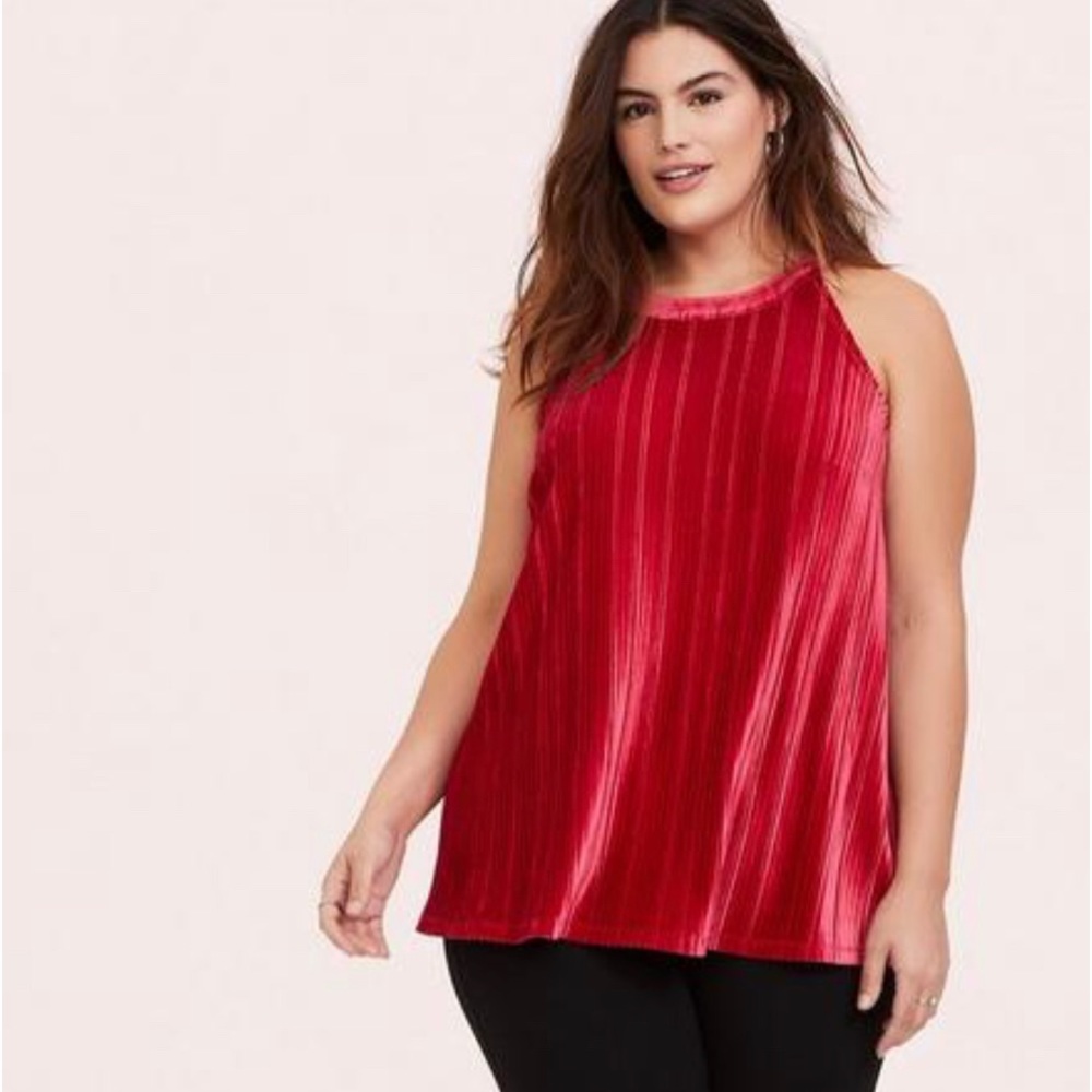 Torrid‎ Red Velvet Pleated Goddess Tank Torrid Size 0 Womens Size L/12